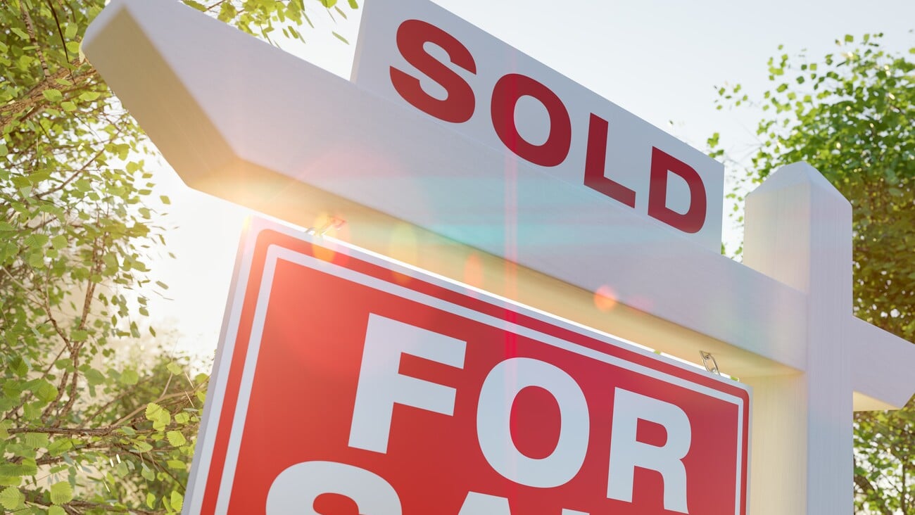 Sold For Sale Real Estate Sign In Front of Property.; Shutterstock ID 2168328889