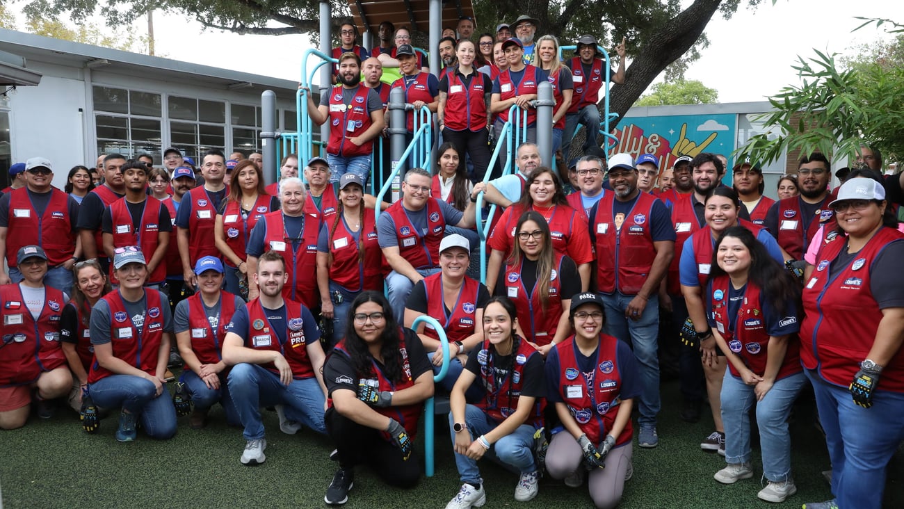 Lowe's associates built a playground in San Antonio.