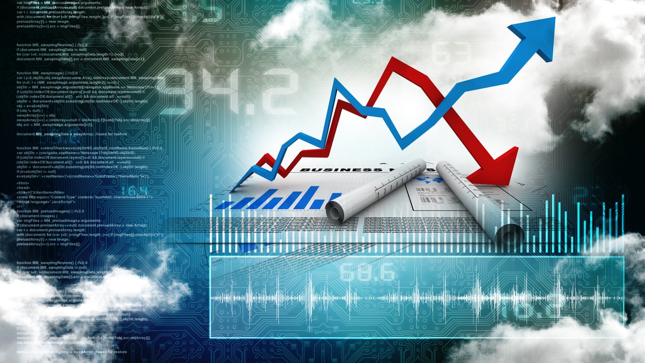 inflation and deflation graph; Shutterstock ID 273125756