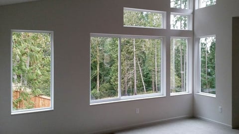 a room with a large window