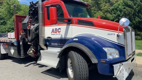 a truck is parked in a parking lot