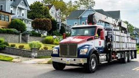 a fire truck parked in front of a house