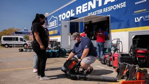 Customer checking out tool rentals