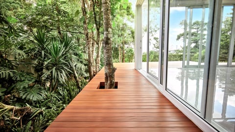 A deck featuring premium hardwoods from Black Label.