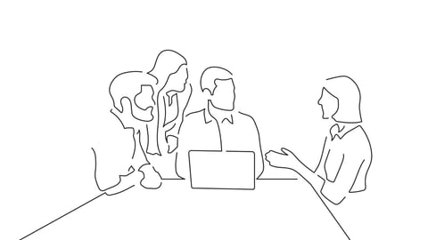 drawing of people at conference table