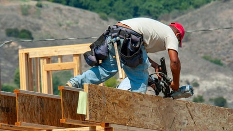 2024 April 12: Filmore, CA: Hispanic construction workers building residential homes outdoors, hand labor at construction site. ; Shutterstock ID 2448788451