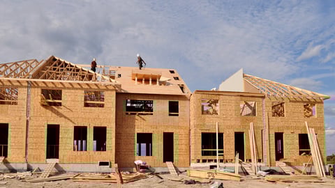 Building site with new homes under construction; Shutterstock ID 84730999