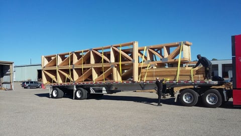 Trusses ready to be delivered by Holderness Supplies.