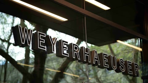 Weyerhaeuser name reflected in glass edit