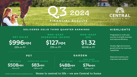 Central Pet & Garden Q3 results