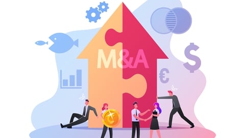 Merger and Acquisition Concept. Characters at Huge Arrow made of Puzzle Pieces, Business People Shaking Hands Finishing Up Meeting, Business Etiquette, Congratulation. Cartoon Vector Illustration; Shutterstock ID 1766517092