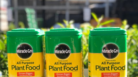 Spokane, WA/USA - September 2019: Miracle gro plant food is on display in the garden section of a retail store; Shutterstock ID 1497438782