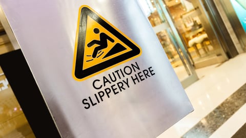 caution sign at store; Shutterstock ID 164705825