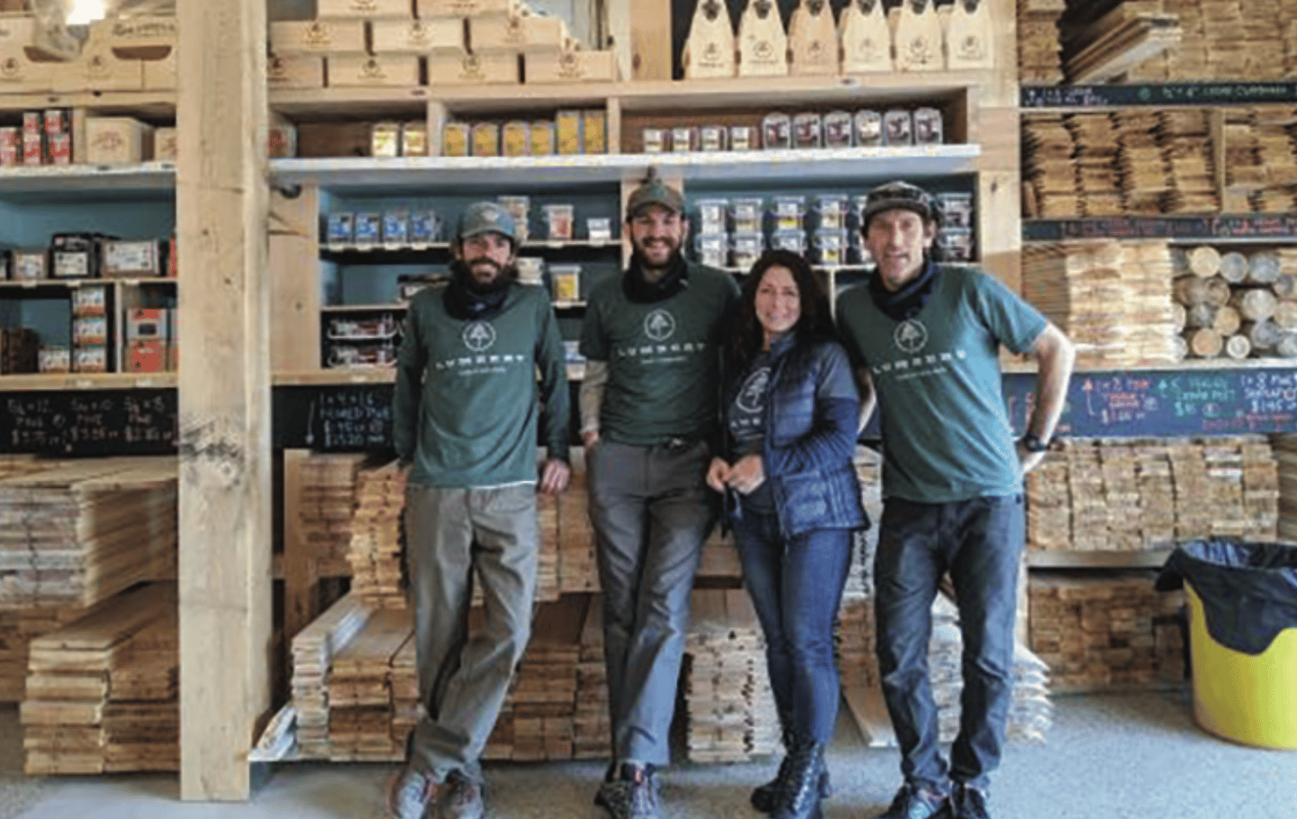 a group of people standing in front of a store