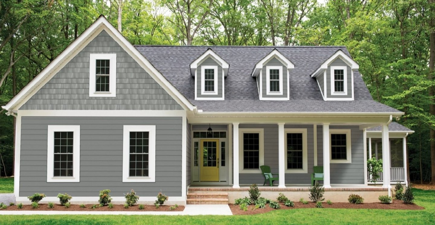 A home featuring Alside's ASCEND composite siding in Sterling Gray.