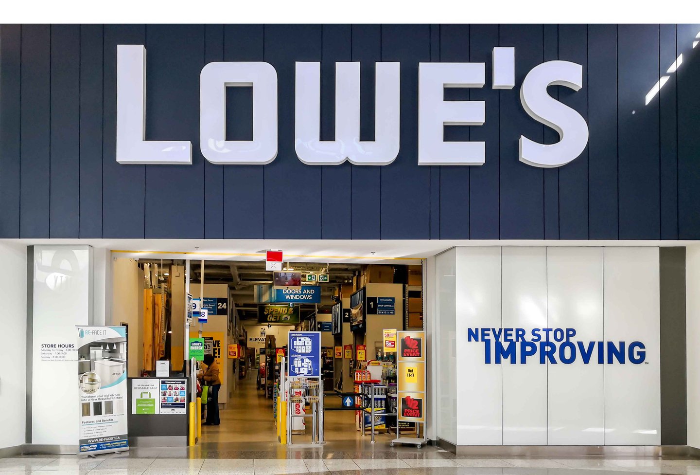 Lowe's never stop improving sign shutterstock