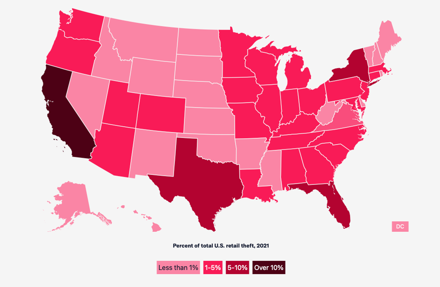 Retail Crime Data Center U.S. map