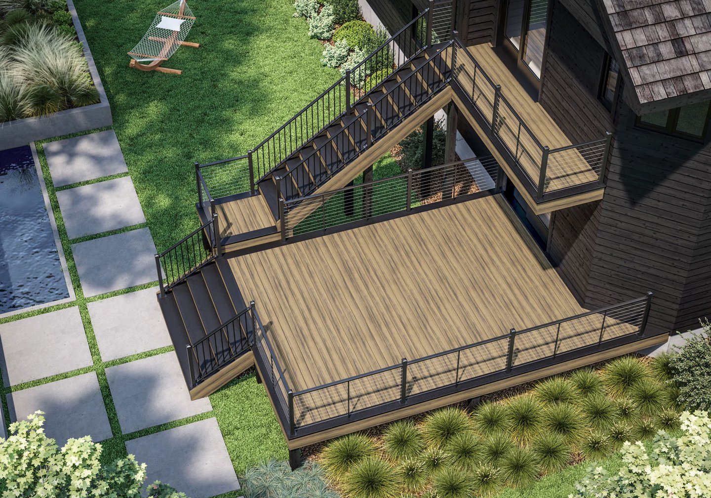 Deckorators contemporary and cable railing decking