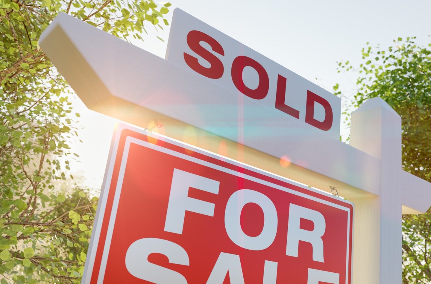 Sold For Sale Real Estate Sign In Front of Property.; Shutterstock ID 2168328889