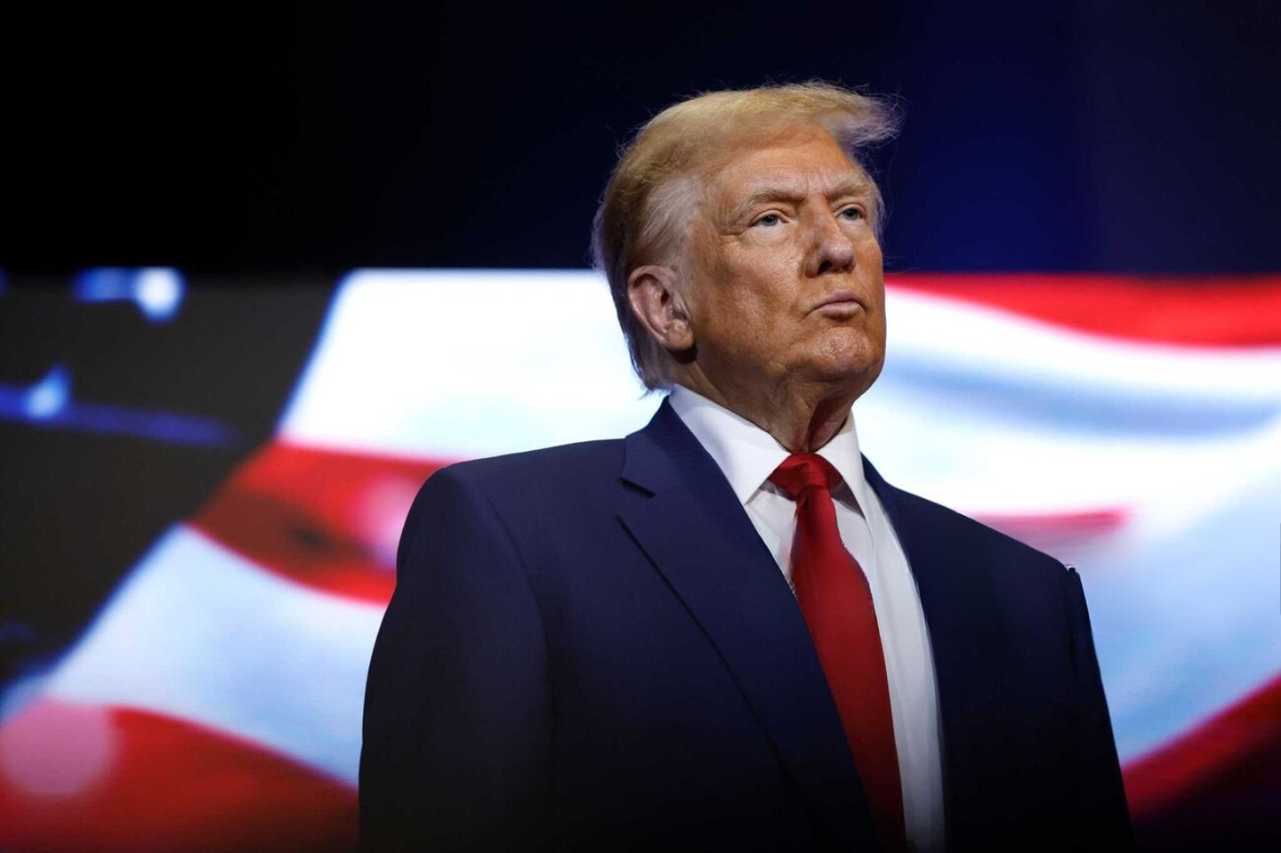 ZEBULON, GEORGIA - OCTOBER 23: Republican presidential nominee, former U.S. President Donald Trump looks on during a roundtable with faith leaders at Christ Chapel on October 23, 2024 in Zebulon, Geor; Shutterstock ID 2543144643