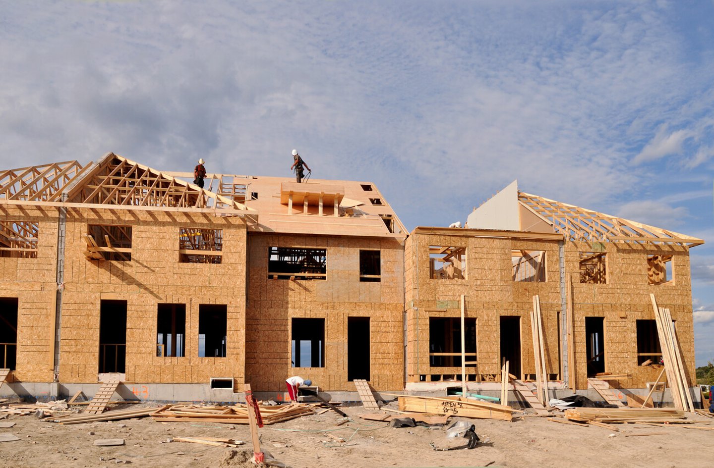 Building site with new homes under construction; Shutterstock ID 84730999