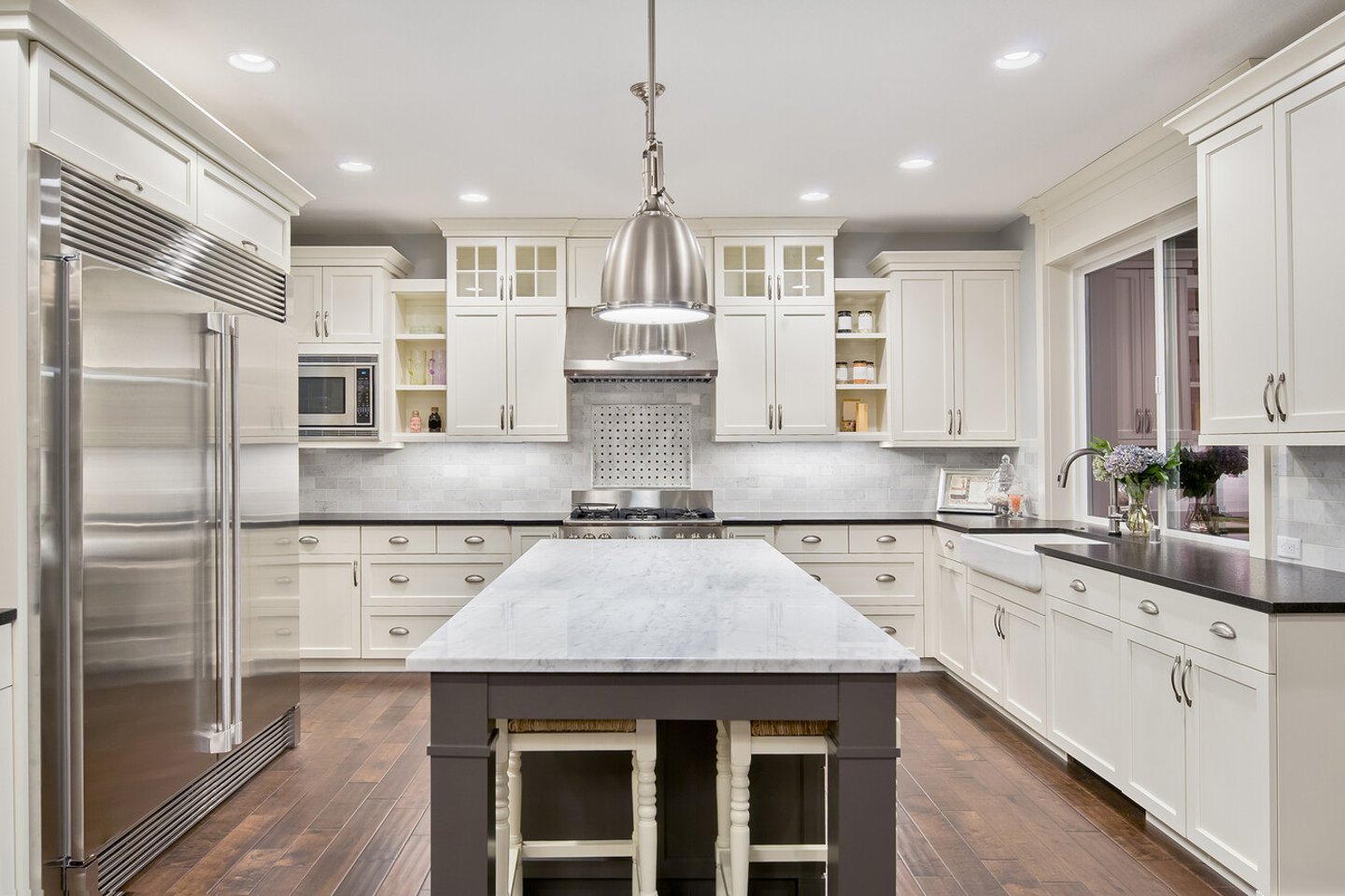 kitchen interior in new luxury home; Shutterstock ID 243653452