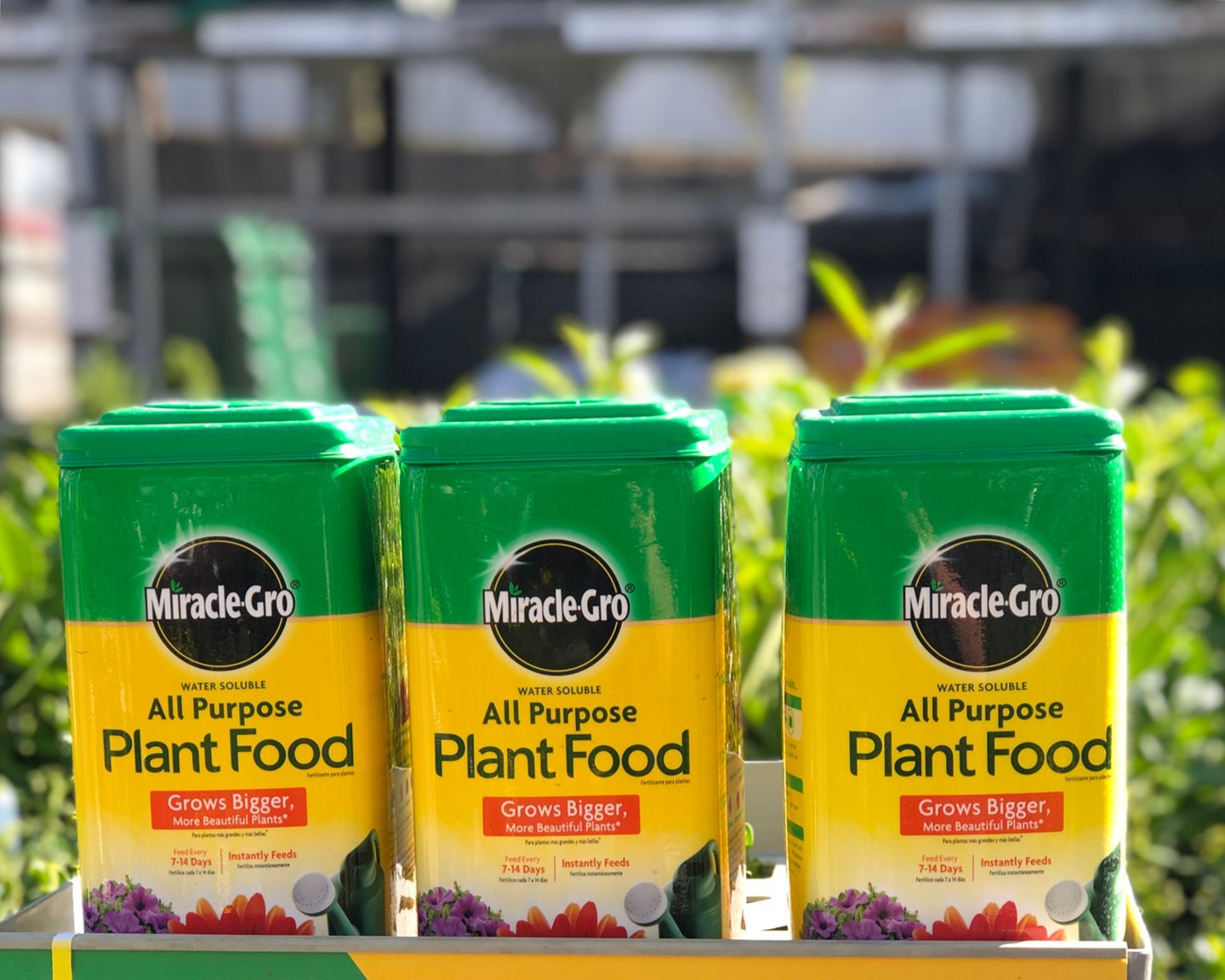 Spokane, WA/USA - September 2019: Miracle gro plant food is on display in the garden section of a retail store; Shutterstock ID 1497438782