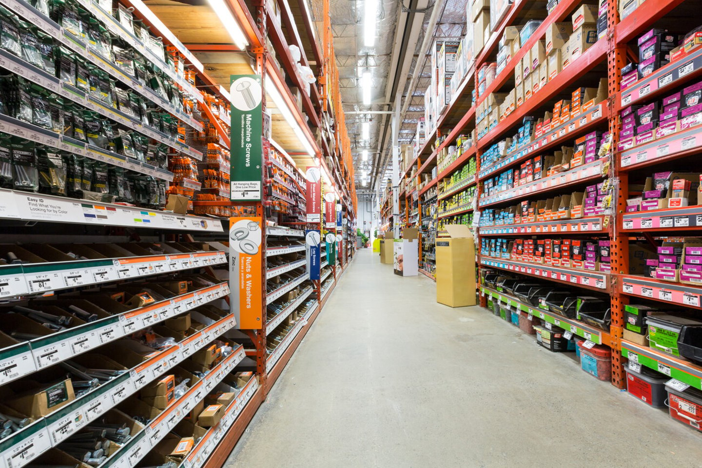 EAST HANOVER, NJ, UNITED STATES - MAY 6, 2014: Aisle in a Home Depot hardware store. The Home Depot is the largest american home improvement retailer with more than 120 million visitors annually; Shutterstock ID 191491328