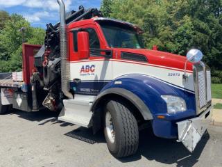 a truck is parked in a parking lot