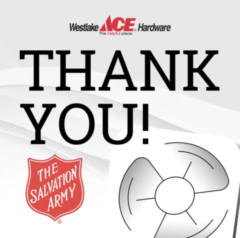 Westlake, Salvation Army thank you graphic